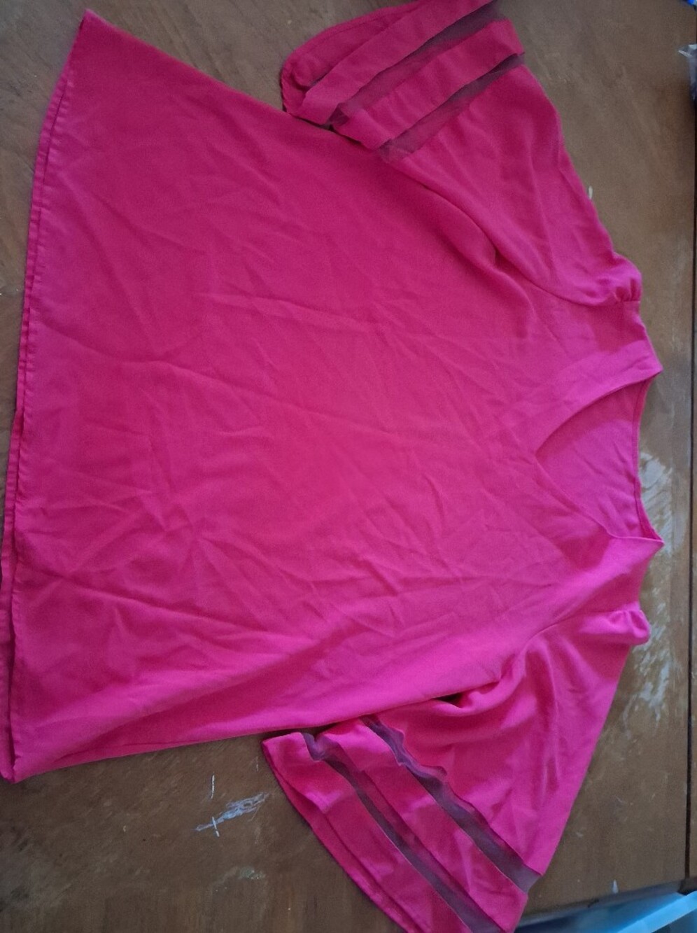 SHEIN Bright Fuchsia Short Sleeve Flowy Blouse